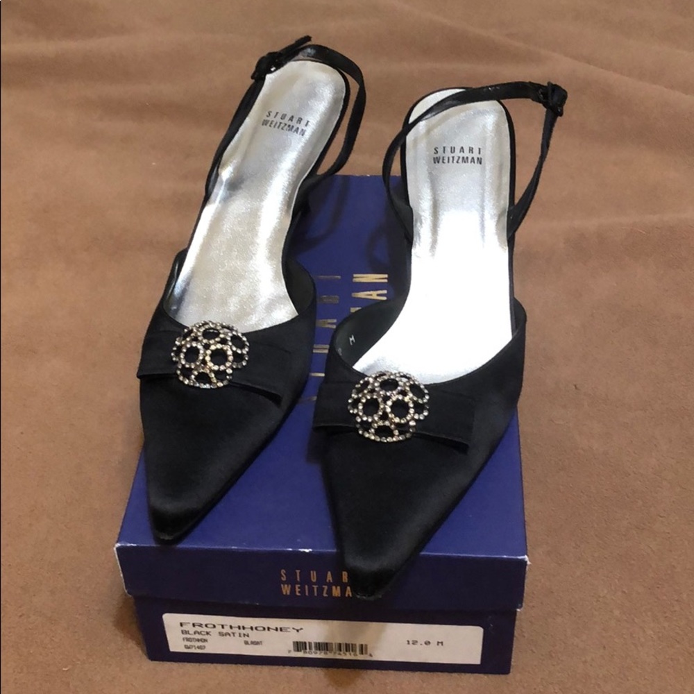 Stuart Weitzman Black Satin Evening shoes